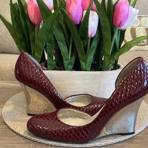 Calvin Klein 7 1/2 burgundy wedge heels